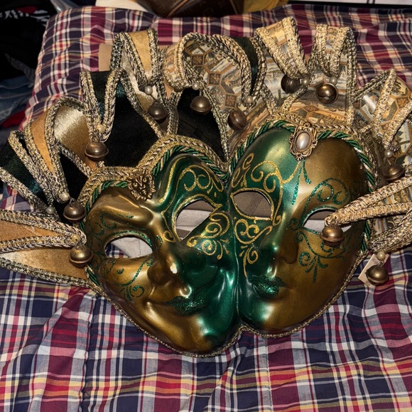 Green and Gold Jester Mask
